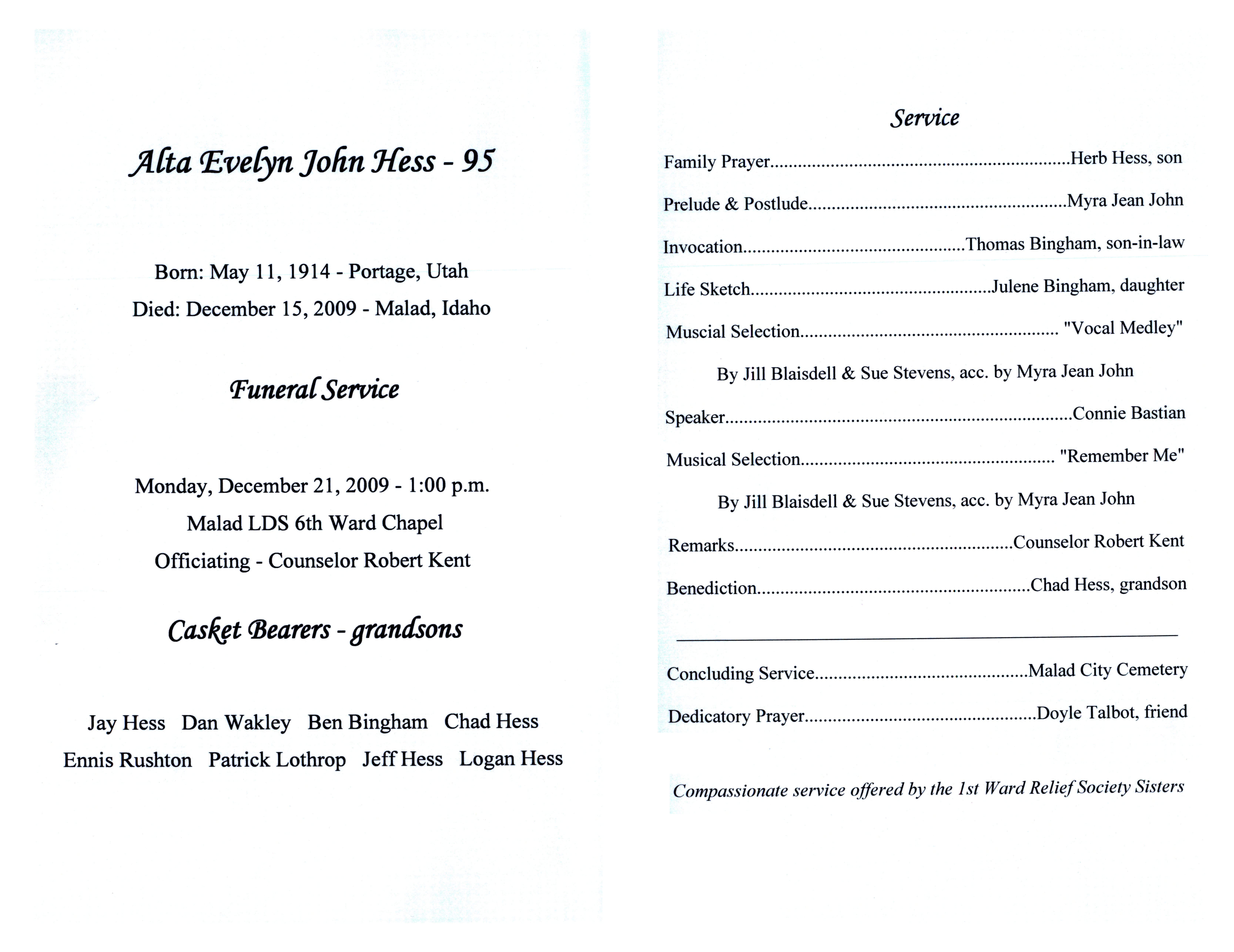 Alta Evelyn John Hess program