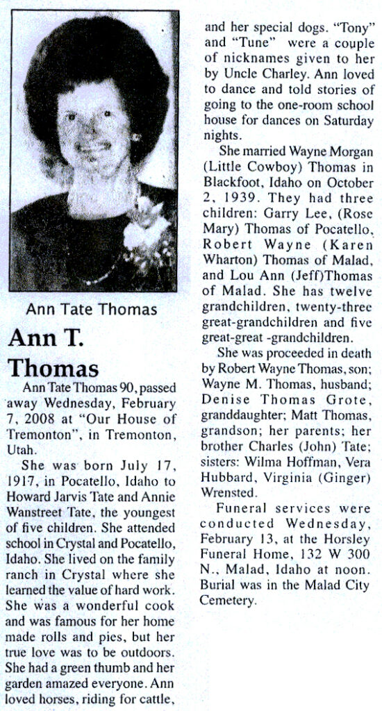 Ann Tate Thomas obit