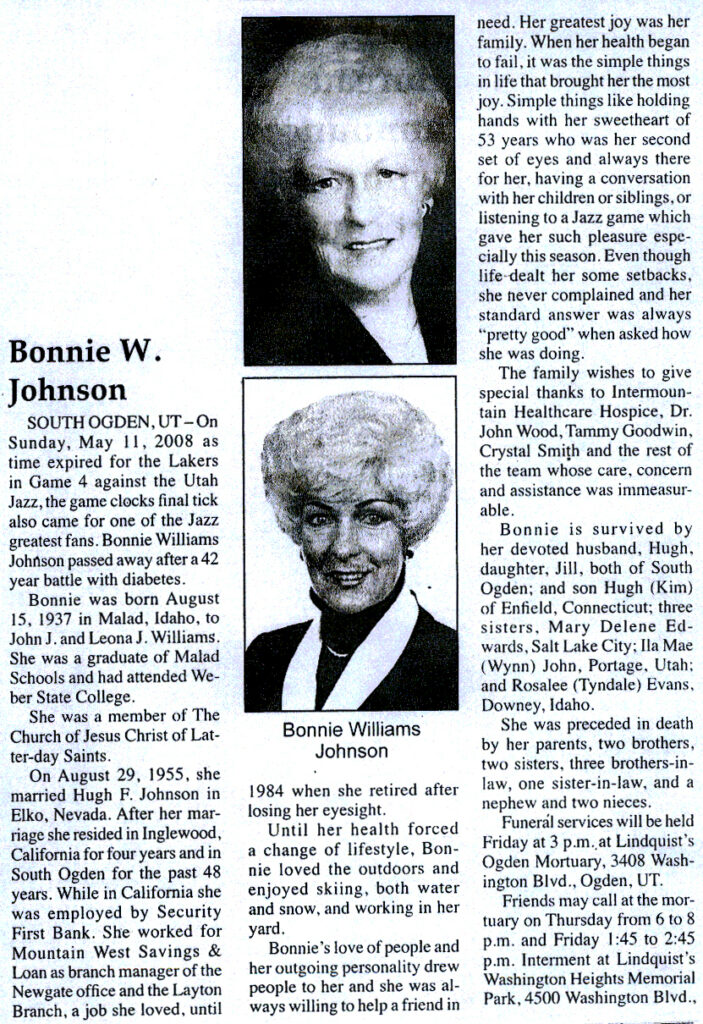 Bonnie Williams Johnson obit