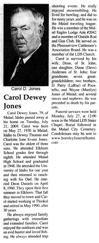 Carol Dewey Jones obit