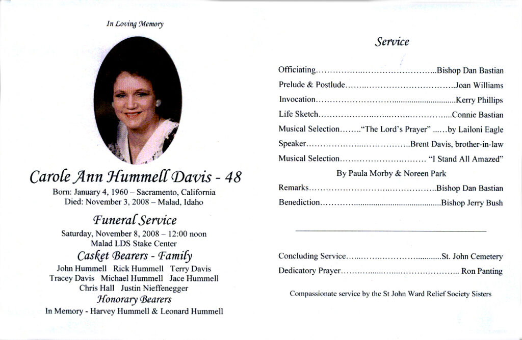 Carole Ann Hummell Davis program