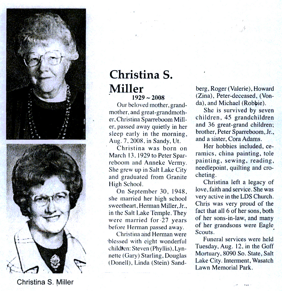 Christina Sparreboom Miller obit
