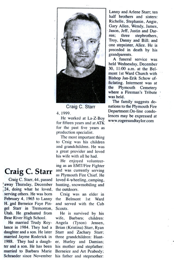 Craig C Starr obit