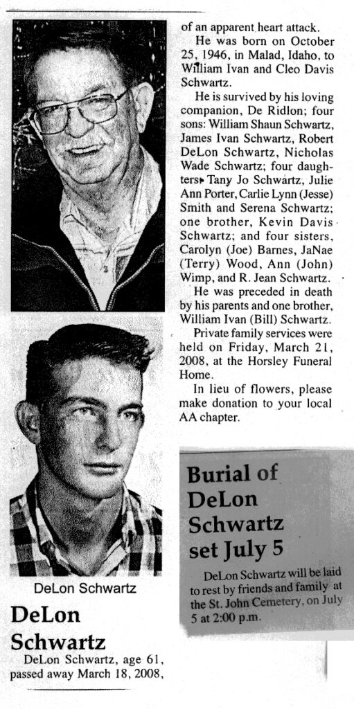 DeLon Schwartz obit