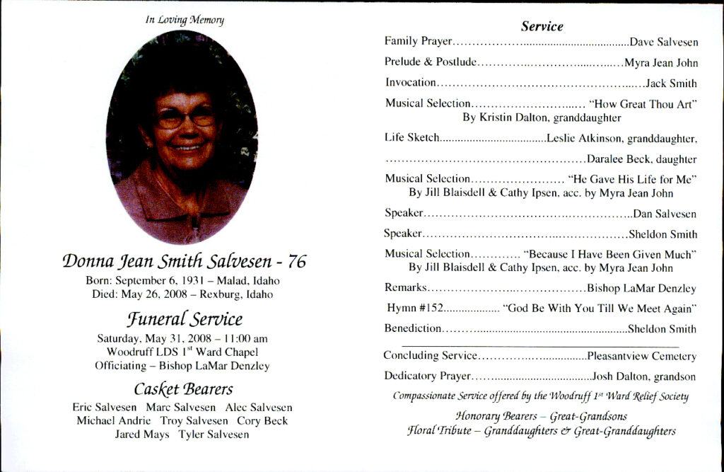 Donna Jean Smith Salvesen program