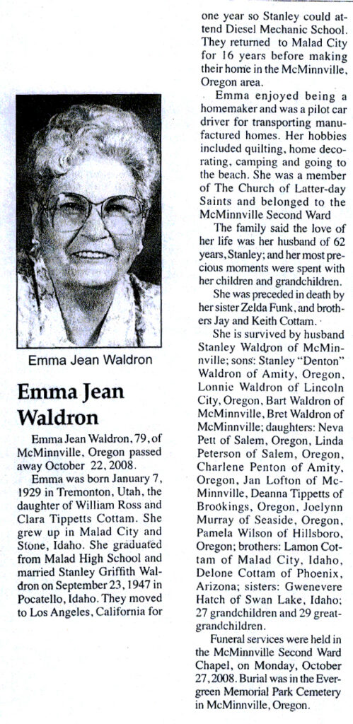 Emma Jean Waldron obit