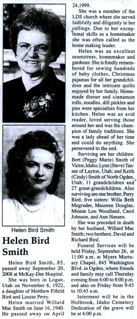 Helen Bird Smith obit
