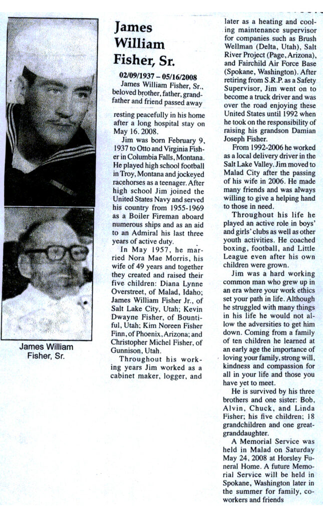 James William Fisher Sr obit