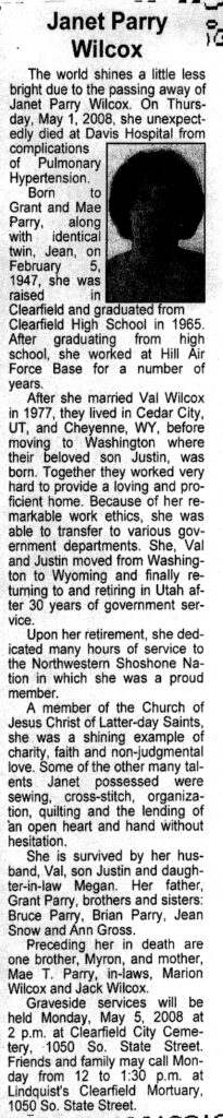 Janet Parry Wilcox obit