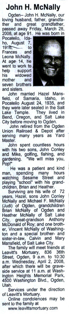 John H McNally obit