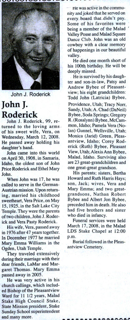 John J Roderick obit