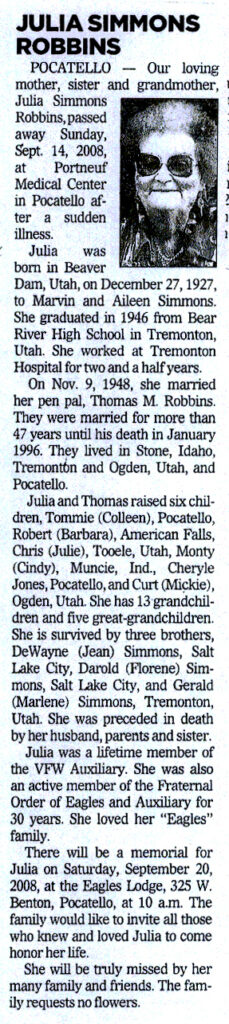 Julia Simmons Robbins obit