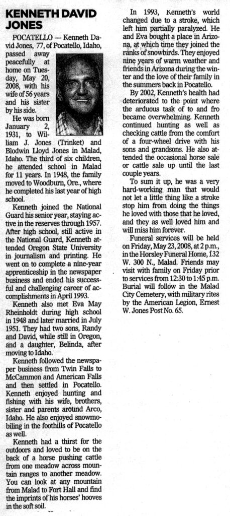 Kenneth David Jones obit