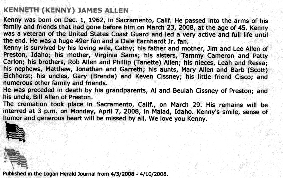 Kenneth (Kenny) James Allen obit