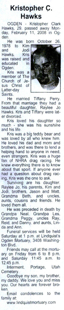 Kristopher Clark Hawks obit