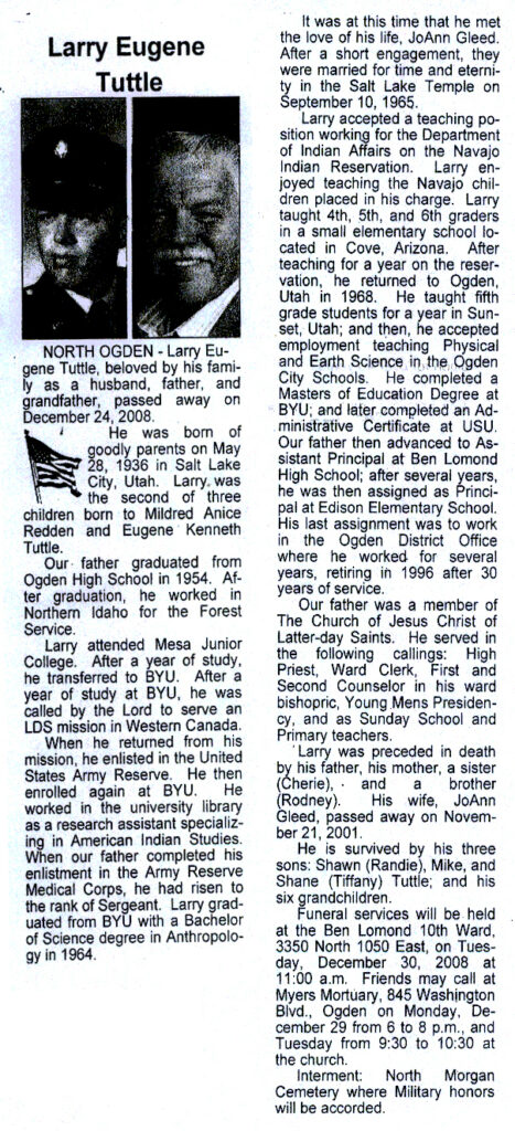Larry Eugene Tuttle obit