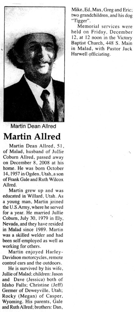 Martin Dean Allred obit