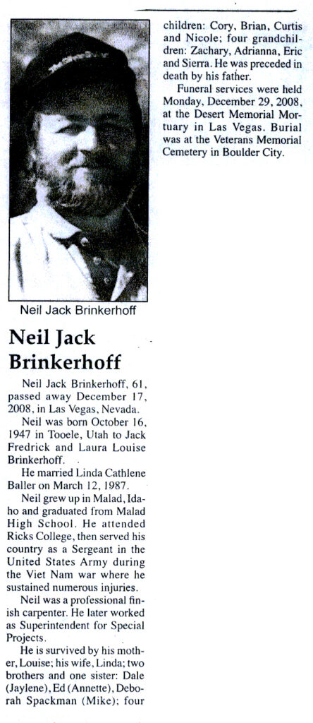 Neil Jack Brinkerhoff obit