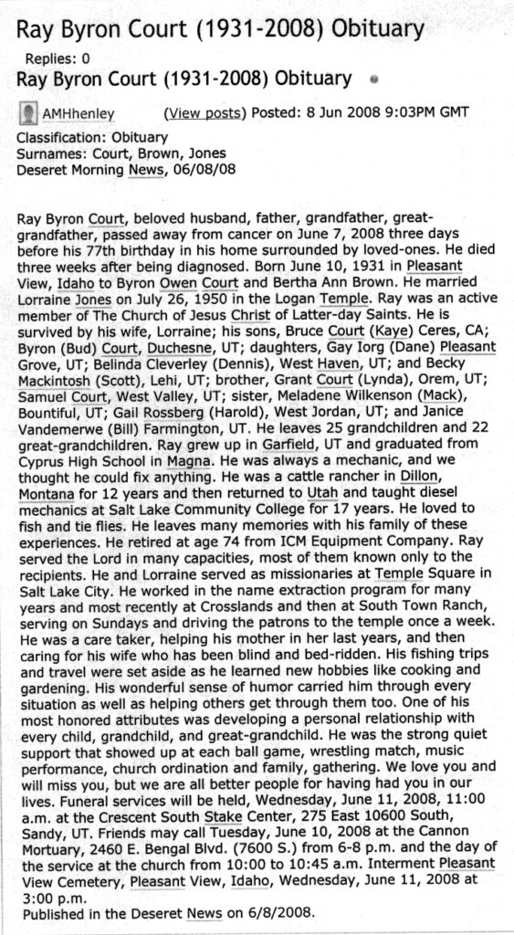 Ray Byron Court obit