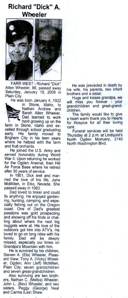 Richard (Dick) Allen Wheeler obit