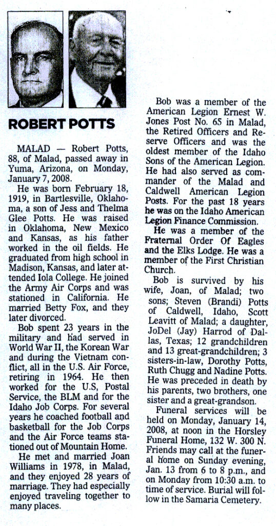 Robert Potts obit