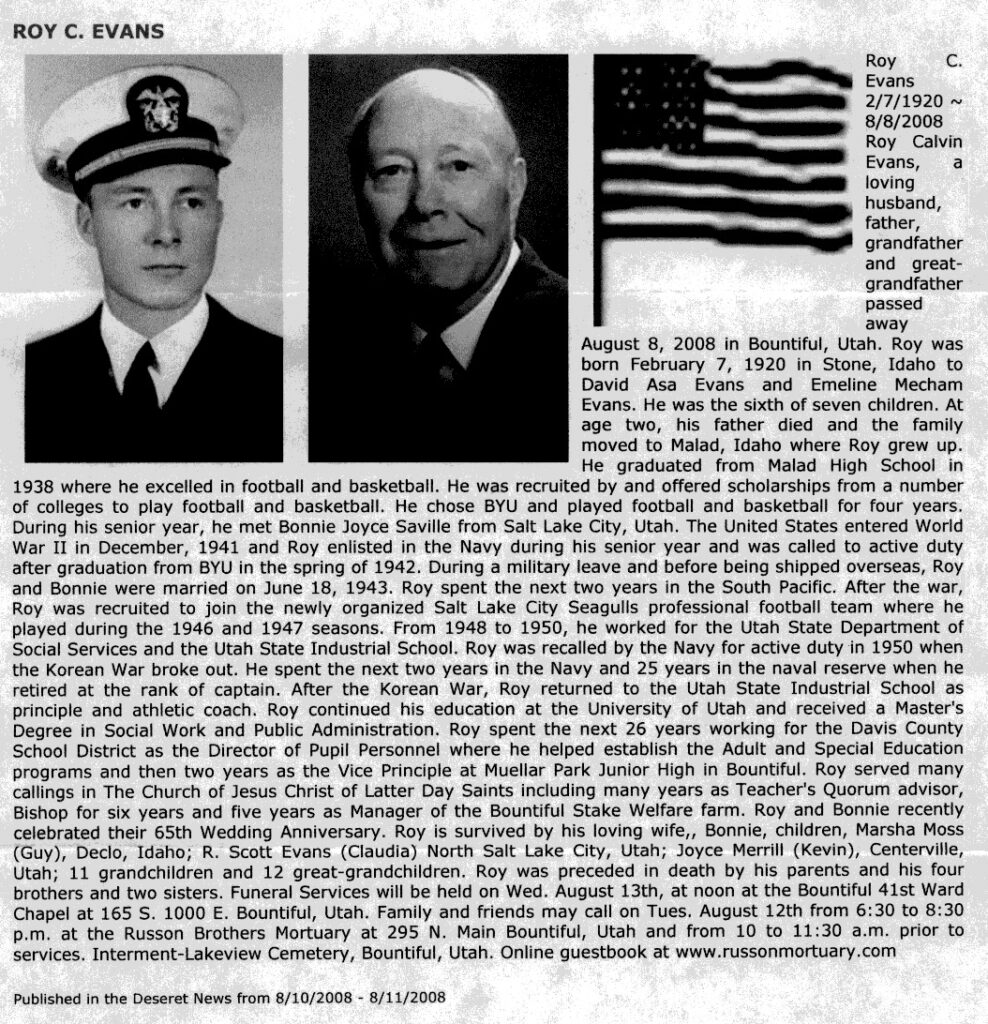 Roy C Evans obit