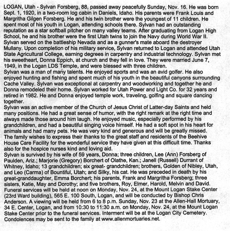 Sylvan Forsberg obit