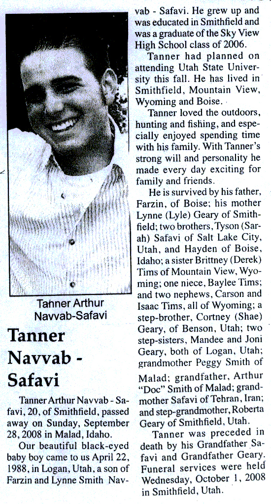 Tanner Arthur Navvab-Safavi obit