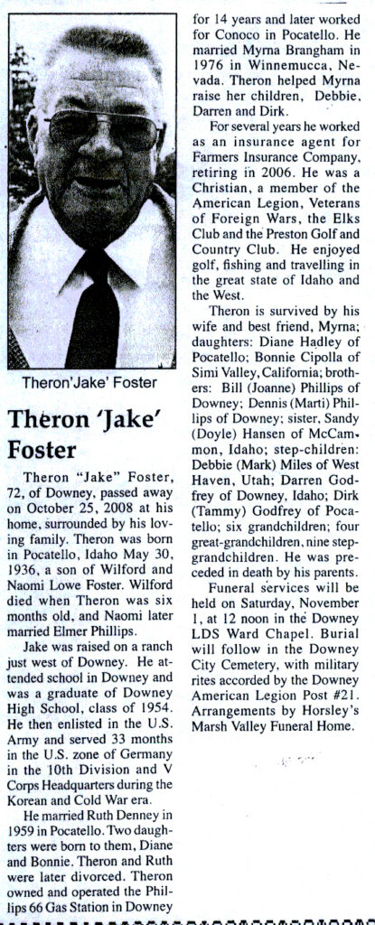 Theron (Jake) Foster obit