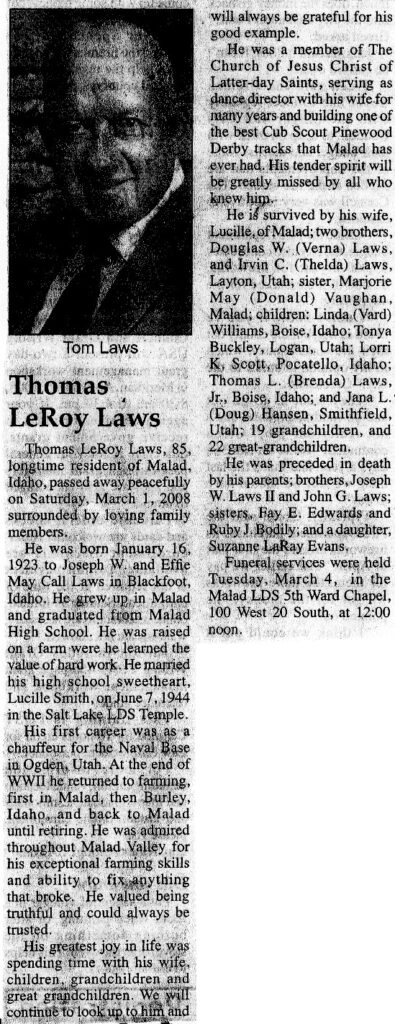 Thomas LeRoy Laws obit