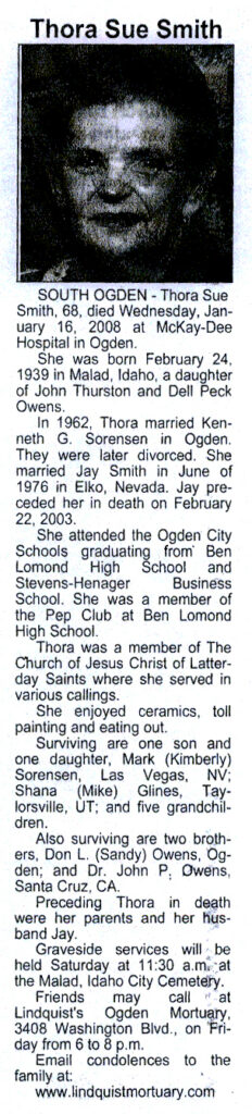 Thora Sue Smith obit