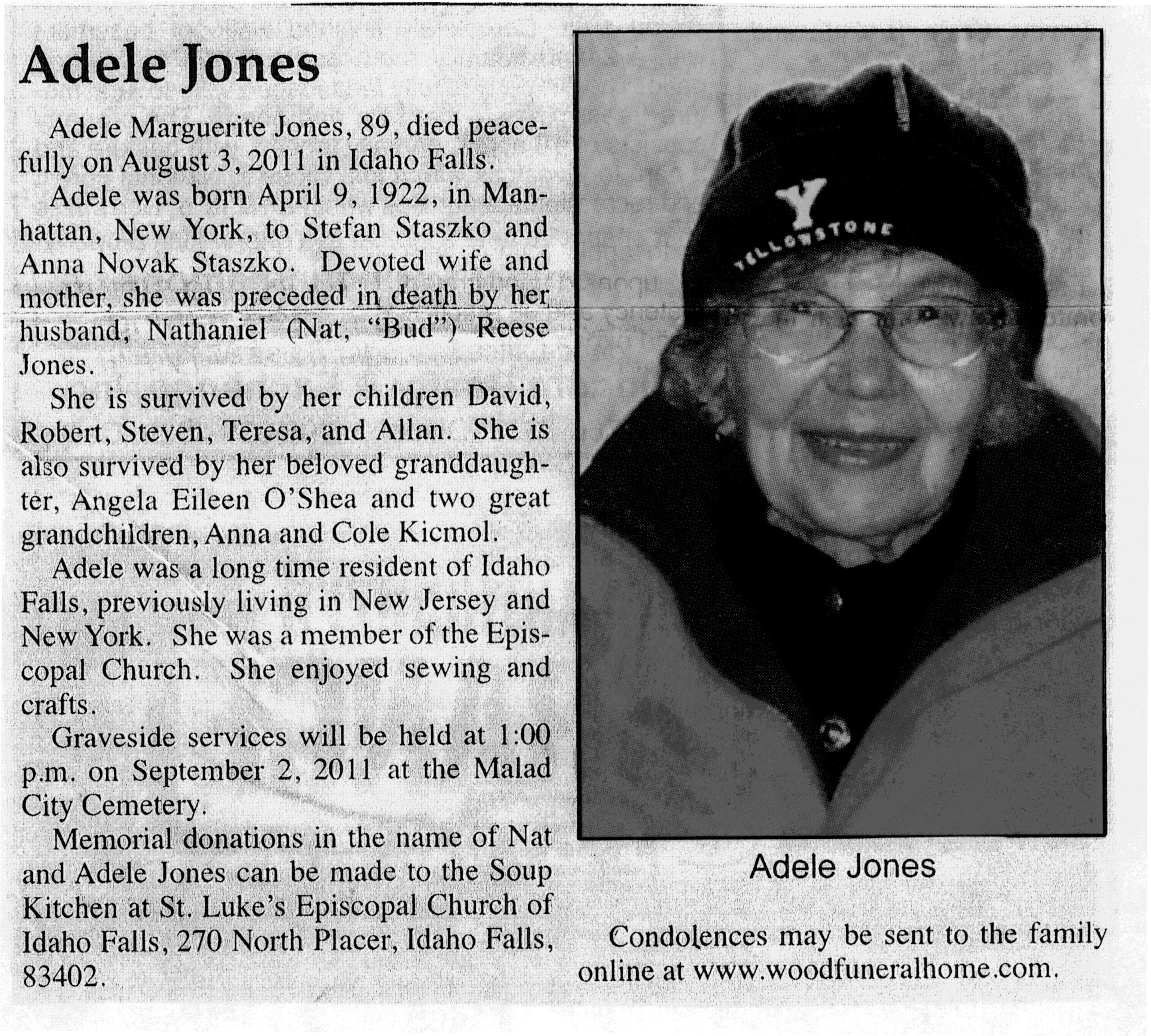 Adele Marguerite Jones obit