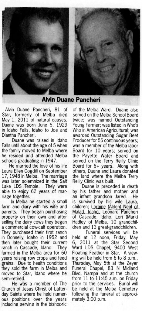 Alvin Duane Pancheri obit