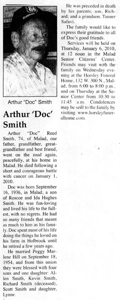 Arthur (Doc) Reed Smith obit