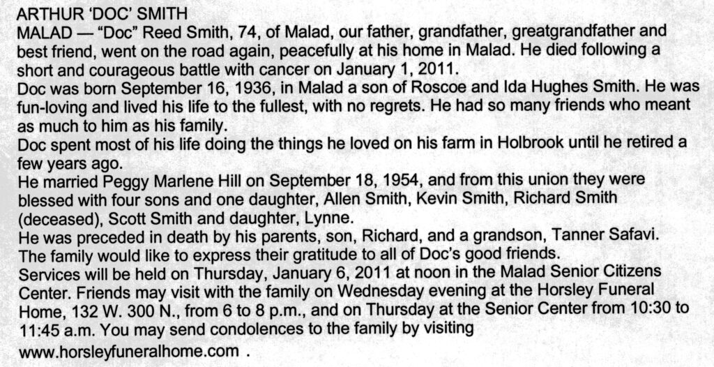 Arthur (Doc) Reed Smith obit2