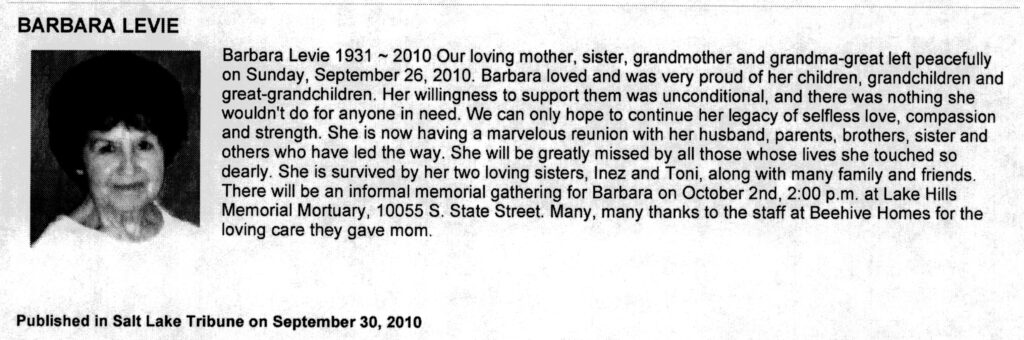 Barbara Levie obit