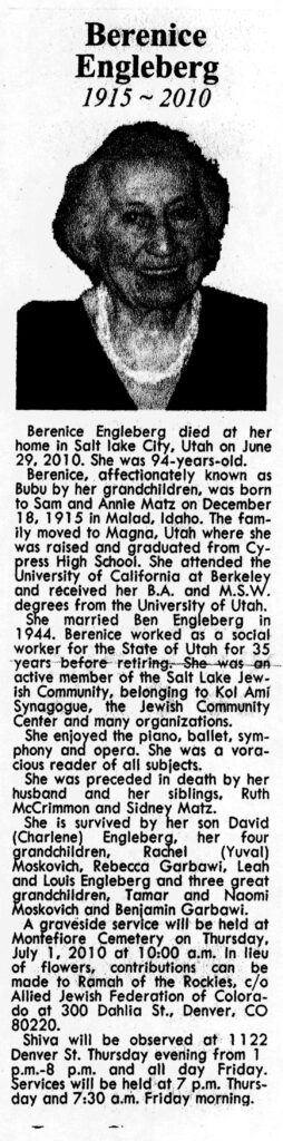 Berenice Engleberg obit