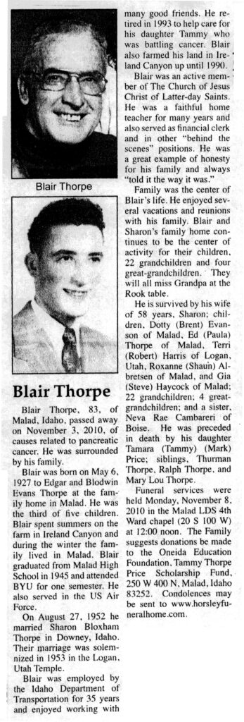 Blair Thorpe obit