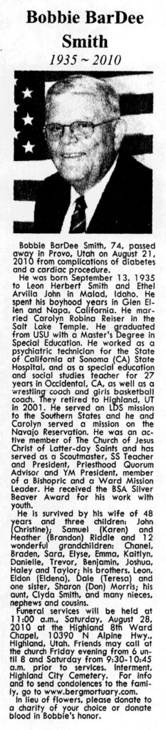 Bobbie BarDee Smith obit