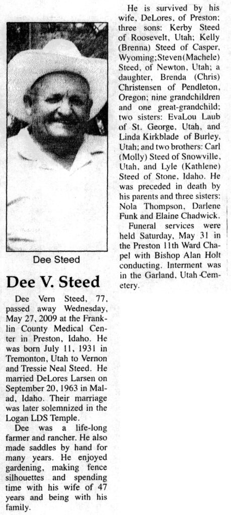 Dale Vern Steed obit