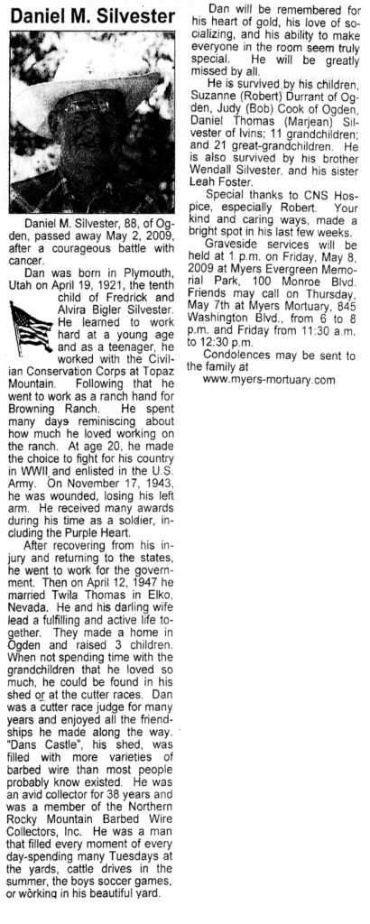 Daniel M Silvester obit