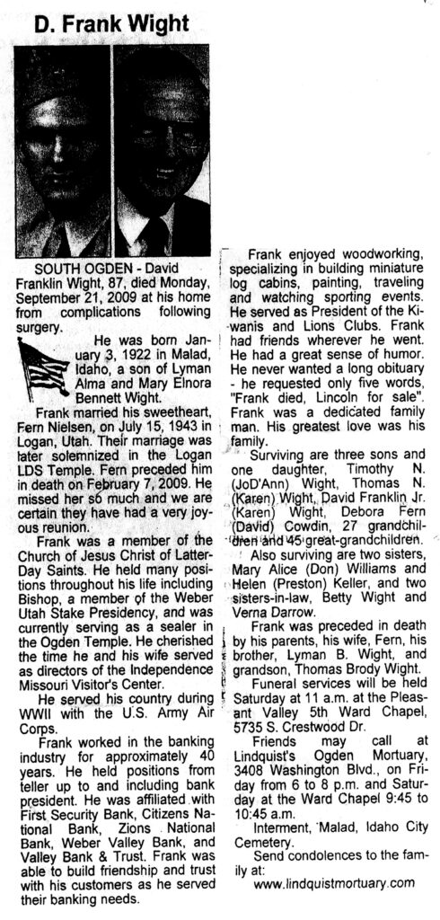 David Franklin Wight obit