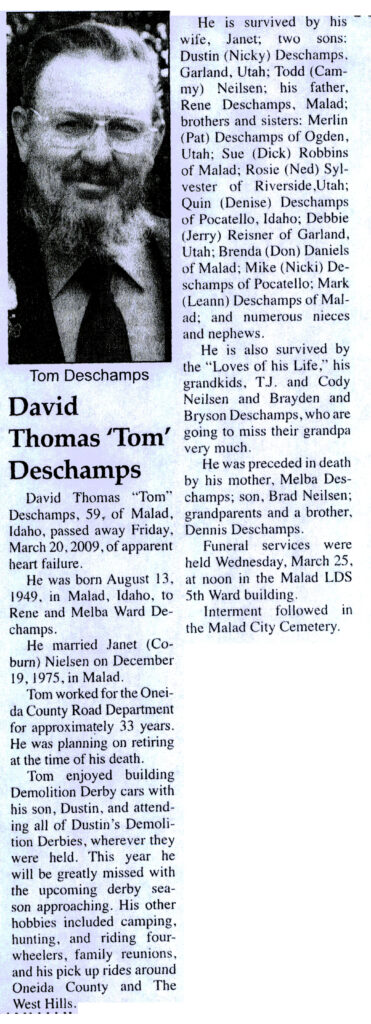 David Thomas (Tom) Deschamps obit