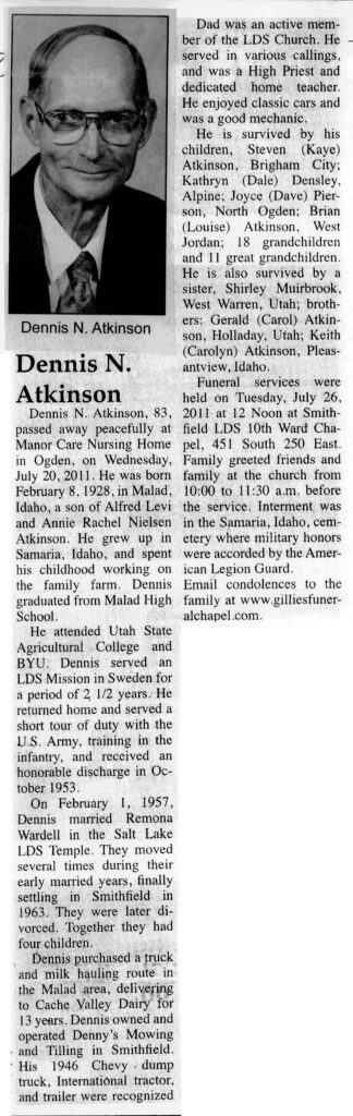 Dennis N Atkinson obit
