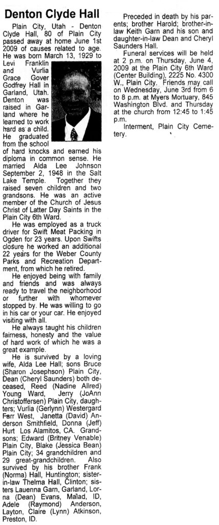 Denton Clyde Hall obit