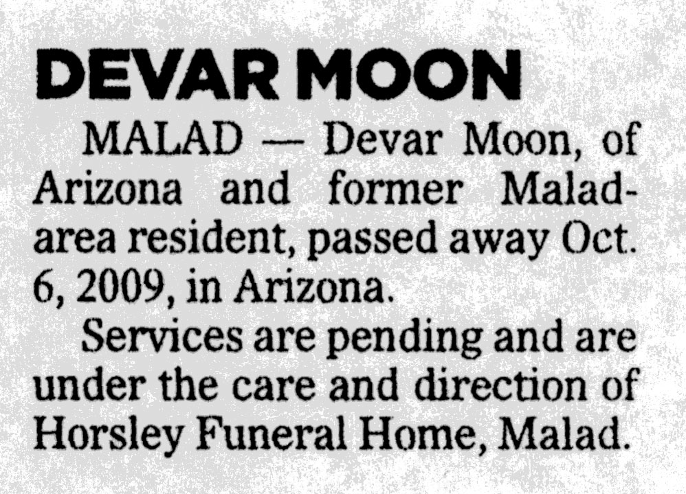 Devar Moon death notice