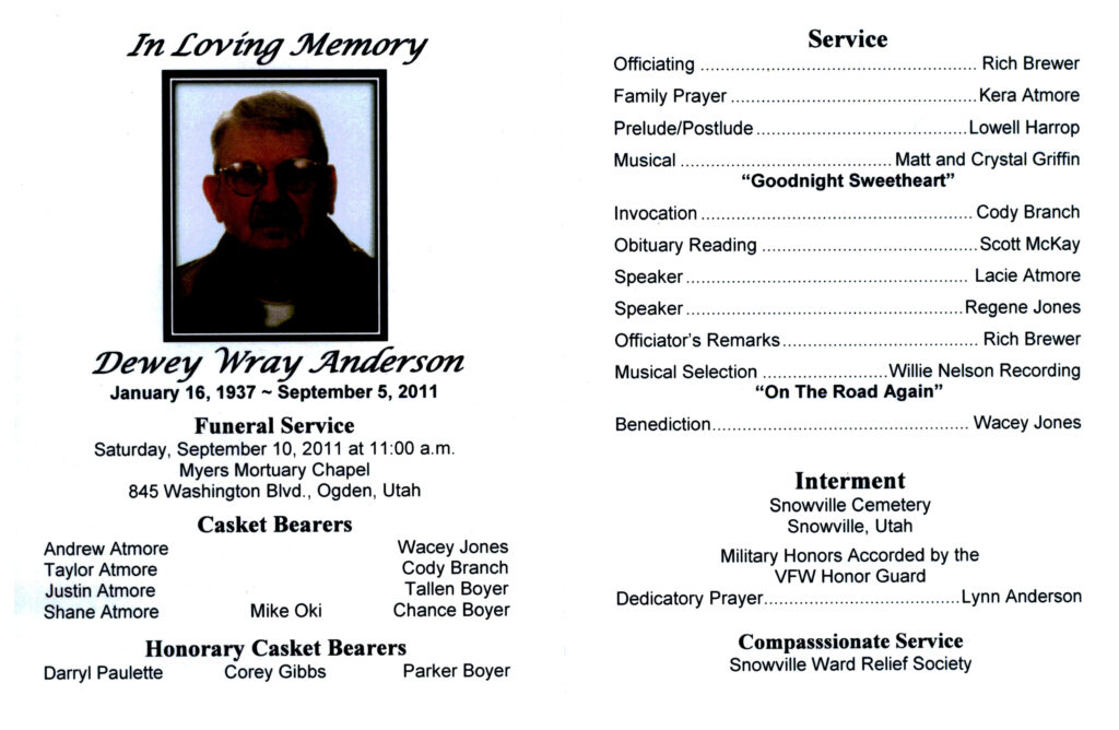Dewey Wray Anderson program