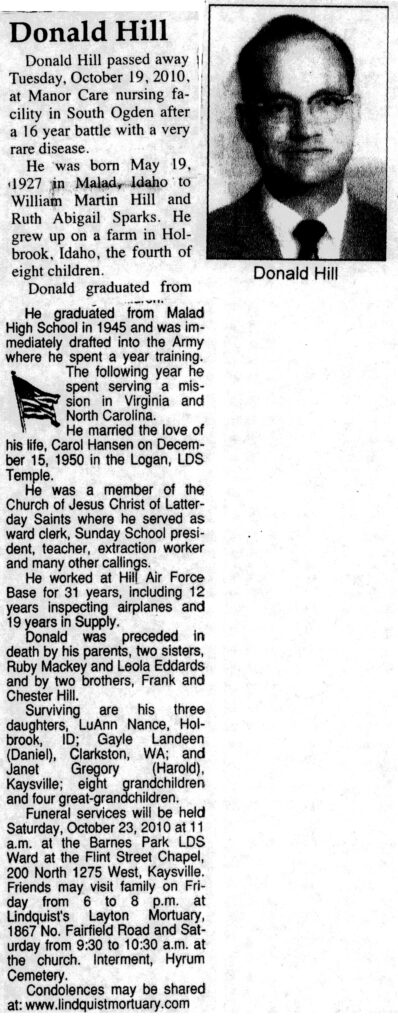 Donald Hill obit