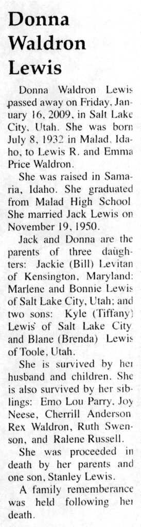 Donna Waldron Lewis obit2