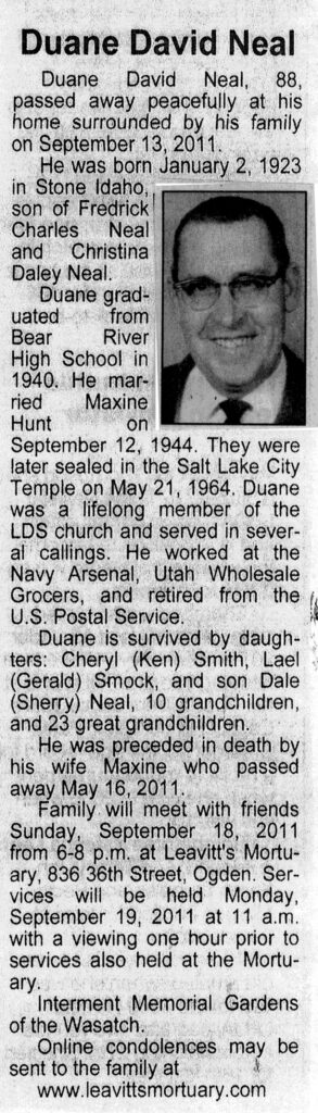 Duane David Neal obit